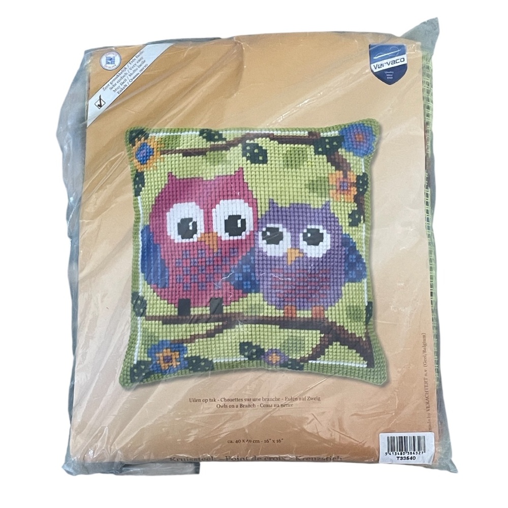Vervaco Owl Pillow Case Needlework Kit - New in Package